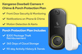 NNEKG Kangaroo Smart Doorbell Camera + Chime with Porch Protection Plan