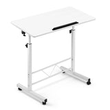 NNEDSZ Mobile Laptop Desk Notebook Computer Height Adjustable Table Sit Stand Study Office Work White