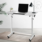 NNEDSZ Mobile Laptop Desk Notebook Computer Height Adjustable Table Sit Stand Study Office Work White