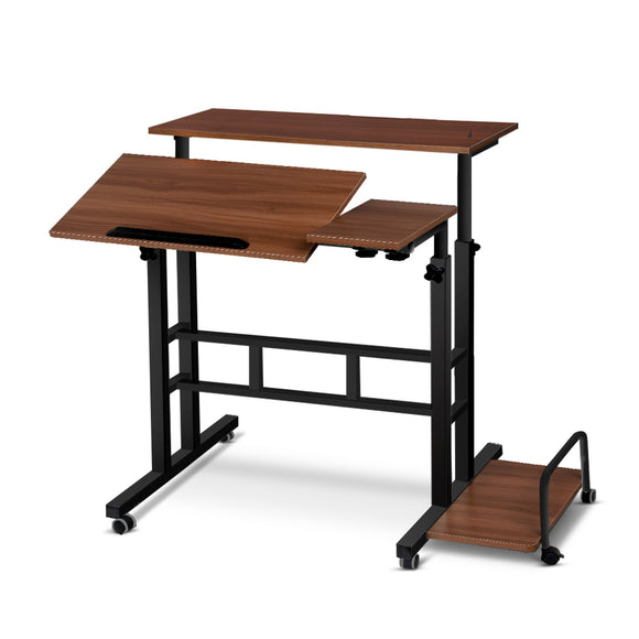NNEDSZ Twin Laptop Table Desk - Dark Wood