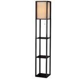 NNEDSZ  Led Floor Lamp Shelf Vintage Wood Standing Light Reading Storage Bedroom