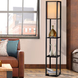 NNEDSZ  Led Floor Lamp Shelf Vintage Wood Standing Light Reading Storage Bedroom