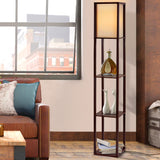 NNEDSZ Floor Lamp Vintage Reding Light Stand Wood Shelf Storage Organizer Home