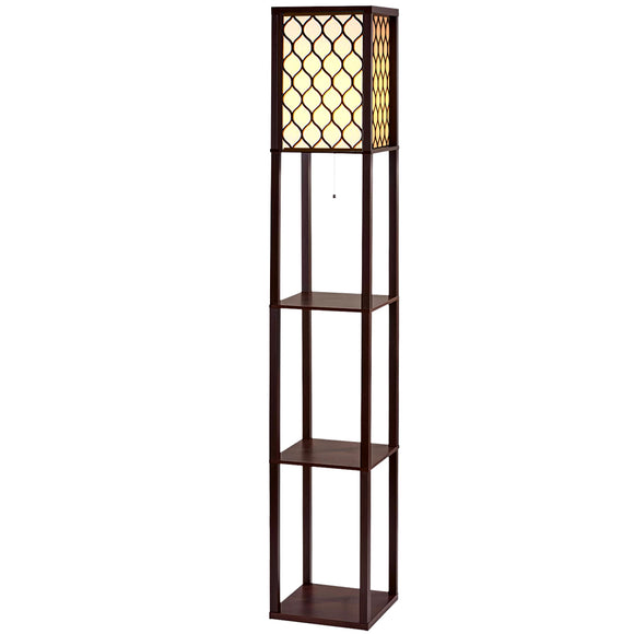 NNEDSZ Floor Lamp LED Storage Shelf Standing Vintage Wood Light Reading Bedroom