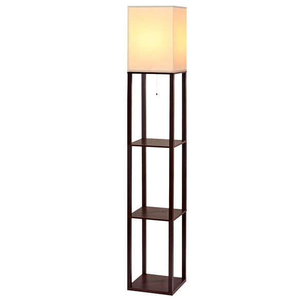 NNEDSZ Shelf Floor Lamp Vintage Wood Reading Light Storage Organizer Home Office