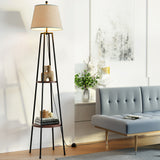 NNEDSZ Floor Lamp Shelf Stand Modern LED Storage Shelves Living Room Light
