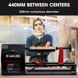 NNEMB 440 x 350mm Wood Lathe Turning Machine-370W S1 Motor-4 Speed