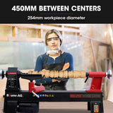NNEMB 450 x 254mm Heavy Duty Wood Lathe Turning Machine 400W S1 Motor-5 Speed