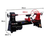 NNEMB 450 x 254mm Heavy Duty Wood Lathe Turning Machine 400W S1 Motor-5 Speed