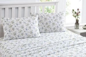 NNEKG Laura Ashley Le Fleur Cotton Sateen Sheet Set (King Cottage Blue)