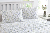 NNEKG Laura Ashley Le Fleur Cotton Sateen Sheet Set (King Cottage Blue)