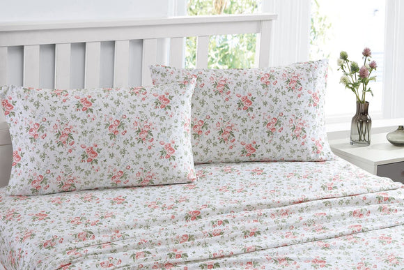 NNEKG Laura Ashley Lilian Cotton Sateen Sheet Set (King Coral)