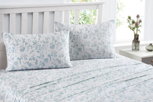 NNEKG Laura Ashley Garden Palace Cotton Sateen Sheet Set (King Duck Egg)