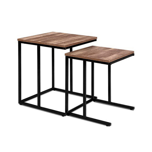 NNEDSZ Coffee Table Nesting Side Tables Wooden Rustic Vintage Metal Frame
