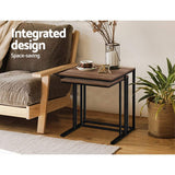 NNEDSZ Coffee Table Nesting Side Tables Wooden Rustic Vintage Metal Frame