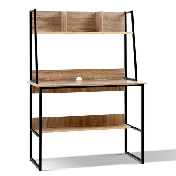 NNEDSZ Office Computer Desk Study Table Workstation Bookshelf Storage Oak