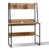NNEDSZ Office Computer Desk Study Table Workstation Bookshelf Storage Oak
