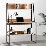 NNEDSZ Office Computer Desk Study Table Workstation Bookshelf Storage Oak