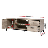 NNEDSZ TV Cabinet Entertainment Unit Stand Industrial Wooden Metal Frame 132cm Oak