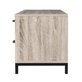 NNEDSZ TV Cabinet Entertainment Unit Stand Industrial Wooden Metal Frame 132cm Oak