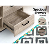 NNEDSZ TV Cabinet Entertainment Unit Stand Industrial Wooden Metal Frame 132cm Oak