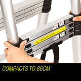 NNEMB 3.8m Telescopic Aluminium Ladder Alloy Extension Extendable Steps Multi Portable
