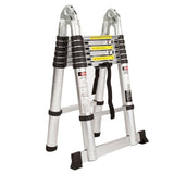 NNEMB 4.4m Multipurpose Aluminium Telescopic Folding Ladder Alloy Extension Steps