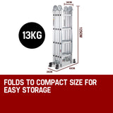 NNEMB 4.7m Multi-Purpose Ladder Aluminium Extension Folding Adjustable Step