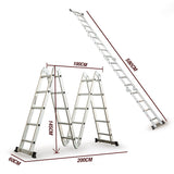 NNEMB 5.8m Multipurpose Ladder Aluminium Extension Folding Adjustable Step