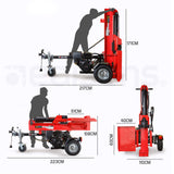 NNEMB 65 Tonne Petrol Hydraulic Wood Horizontal and Vertical Towed Log Splitter with Detachable 4-Way Wedge-HPS800