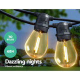 NNEDSZ Jollys 68m LED Festoon String Lights 70 Bulbs Kits Wedding Party Christmas S14