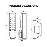 NNEDPE Push Button Digital Combination Security Door Lock Zinc Alloy