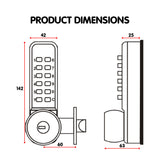 NNEDPE Push Button Digital Mechanical Combination Security Door Lock Chrome