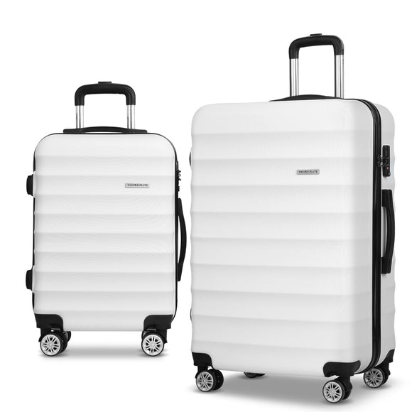 NNEDSZ 2 Piece Lightweight Hard Suit Case Luggage White