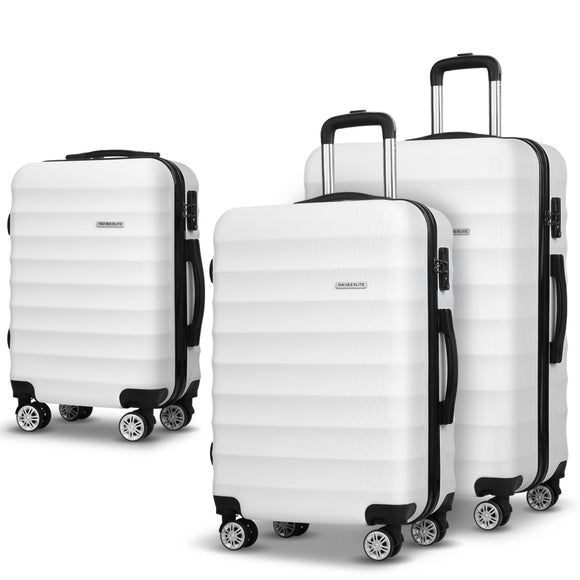 NNEDSZ 3 Piece Lightweight Hard Suit Case Luggage White