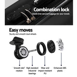 NNEDSZ 20 Luggage Sets Suitcase Trolley Travel Hard Case Lightweight Black