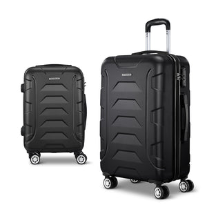 NNEDSZ 2PCS Carry On Luggage Sets Suitcase TSA Travel Hard Case Lightweight Black