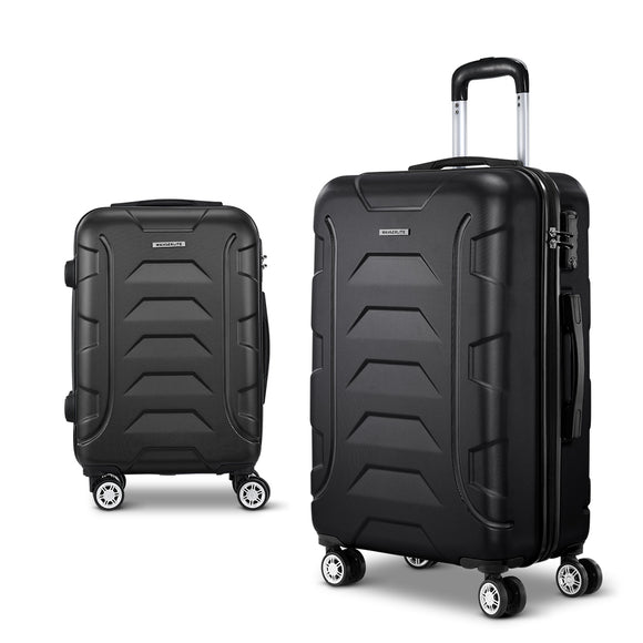 NNEDSZ 2PCS Carry On Luggage Sets Suitcase TSA Travel Hard Case Lightweight Black