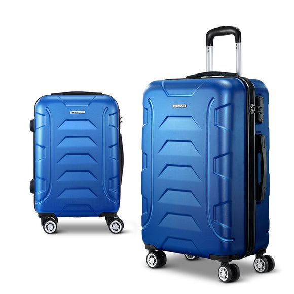 NNEDSZ 2PCS Carry On Luggage Sets Suitcase TSA Travel Hard Case Lightweight Blue
