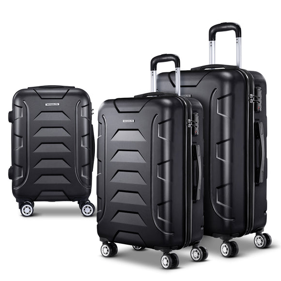 NNEDSZ 3PCS Carry On Luggage Sets Suitcase TSA Travel Hard Case Lightweight Black
