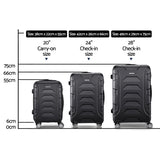 NNEDSZ 3PCS Carry On Luggage Sets Suitcase TSA Travel Hard Case Lightweight Black