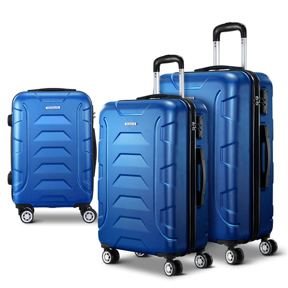 NNEDSZ 3PCS Carry On Luggage Sets Suitcase TSA Travel Hard Case Lightweight Blue