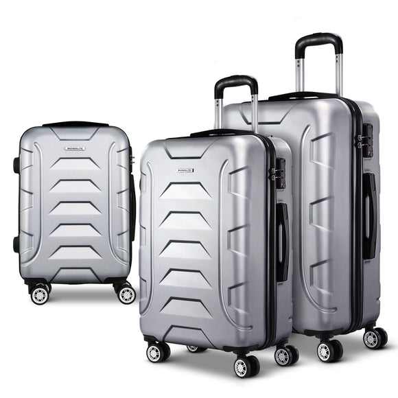 NNEDSZ 3PCS Carry On Luggage Sets Suitcase TSA Travel Hard Case Lightweight Silver