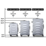 NNEDSZ 3PCS Carry On Luggage Sets Suitcase TSA Travel Hard Case Lightweight Silver