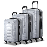 NNEDSZ 3PCS Carry On Luggage Sets Suitcase TSA Travel Hard Case Lightweight Silver