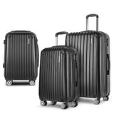 NNEDSZ 3 Piece Lightweight Hard Suit Case Luggage Black