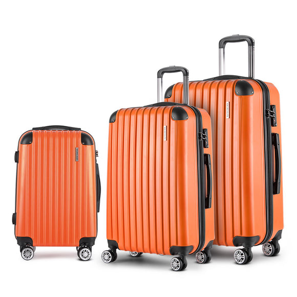 NNEDSZ 3 Piece Lightweight Hard Suit Case Luggage Orange