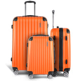 NNEDSZ 3 Piece Lightweight Hard Suit Case Luggage Orange