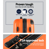 NNEDSZ 3 Piece Lightweight Hard Suit Case Luggage Orange