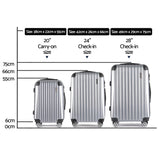 NNEDSZ 3 Piece Lightweight Hard Suit Case Luggage Silver